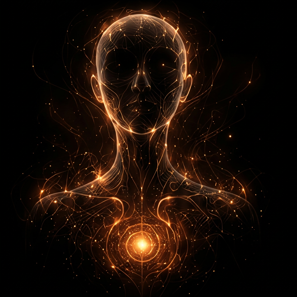 Glowing neural silhouette